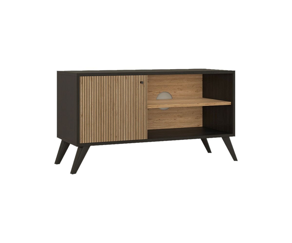 Soporte de TV-Buffet Mediano en Melamina Cambria-Negro - 100x40x51 cm - Mueble Versátil para Sala de Estar y Comedor.