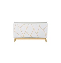 Buffet Blanco-Natural con Patas de Madera - 120x35x67 cm - Mueble Versátil para Sala de Estar.