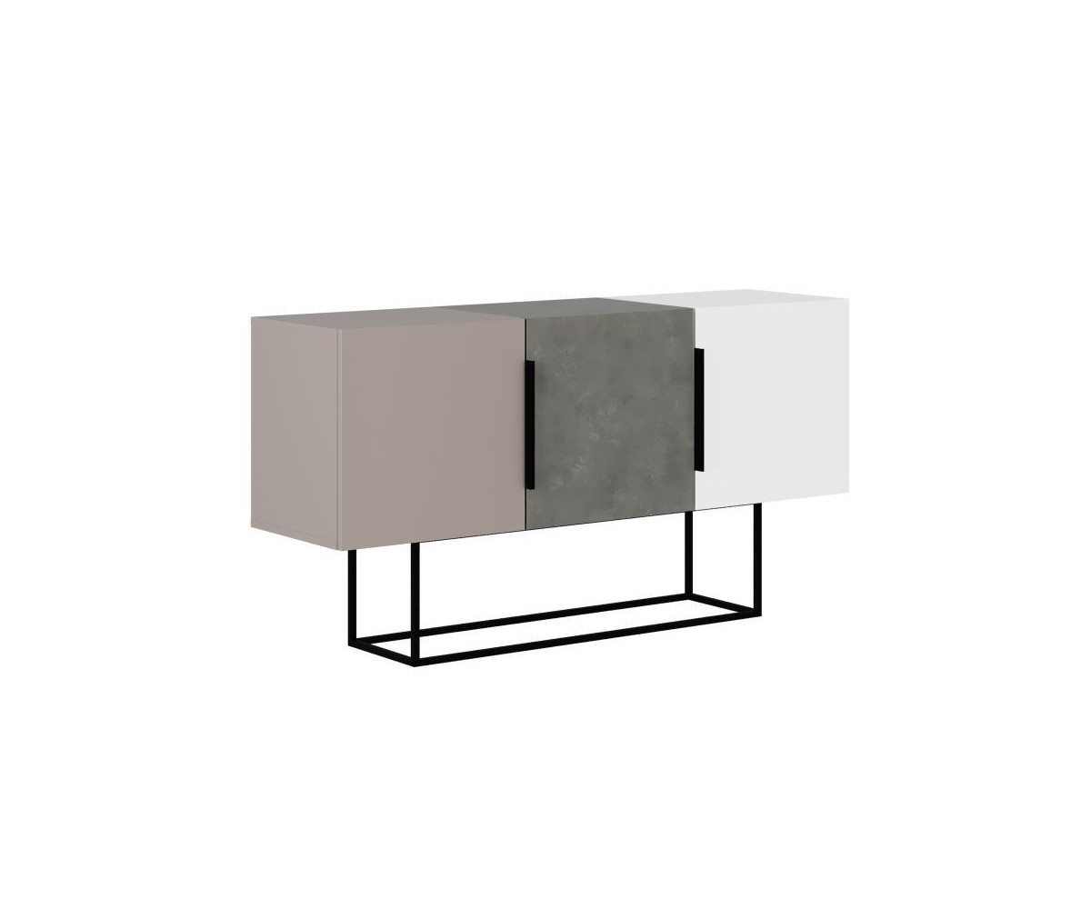 Buffet Moderno de 2 Puertas Color Gris Antique-Mocha-Blanco - 150x42x79.5 cm - Diseño Elegante para Comedor.