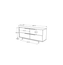 Buffet de Melamina en Color Blanco-Negro, 160x44.5x74 cm, Gran Resistencia para un Uso Duradero.