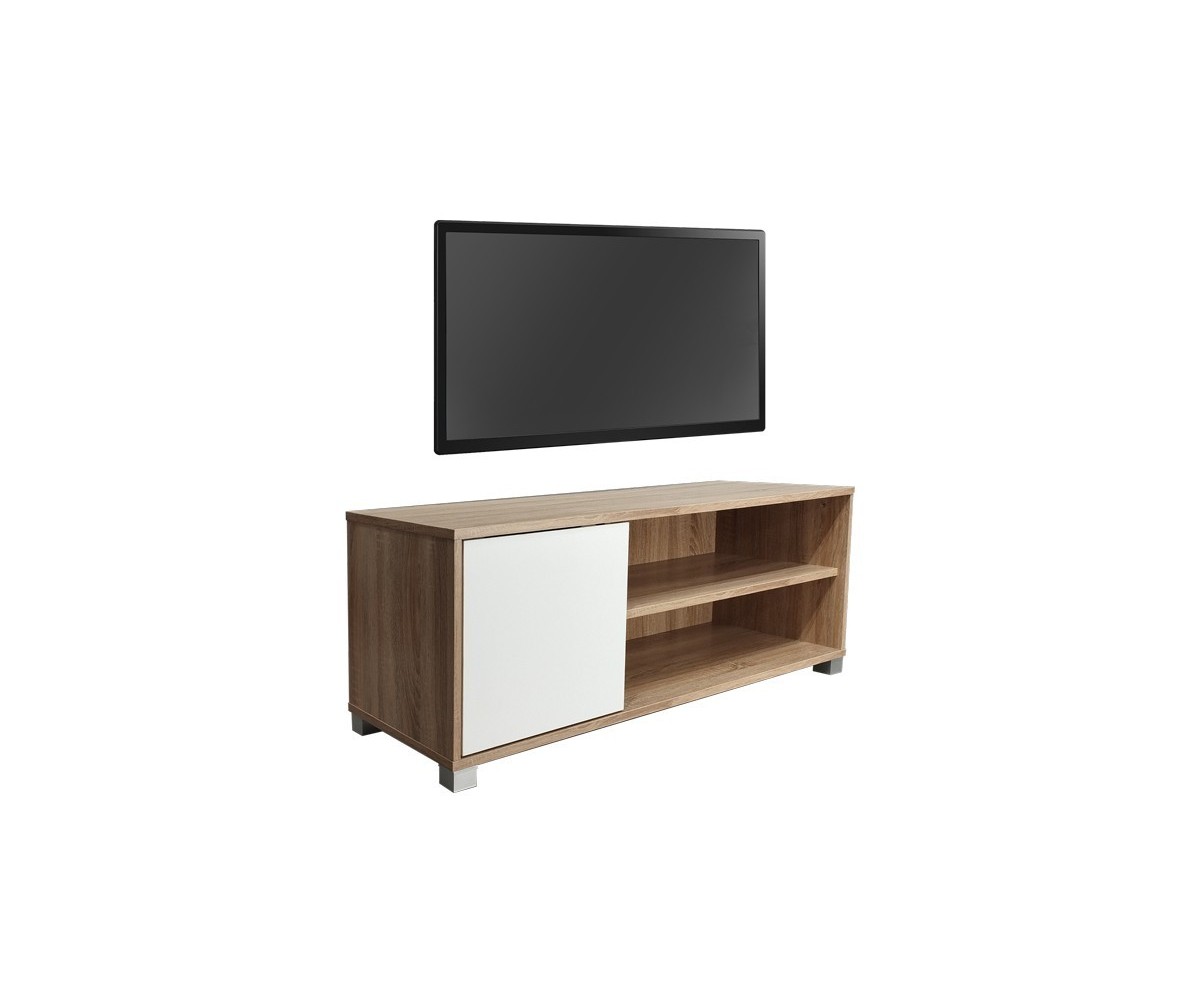 Mueble de TV en Melamina Cambria-Blanco 120x40x41cm - Diseño Elegante con Puerta y Estantes