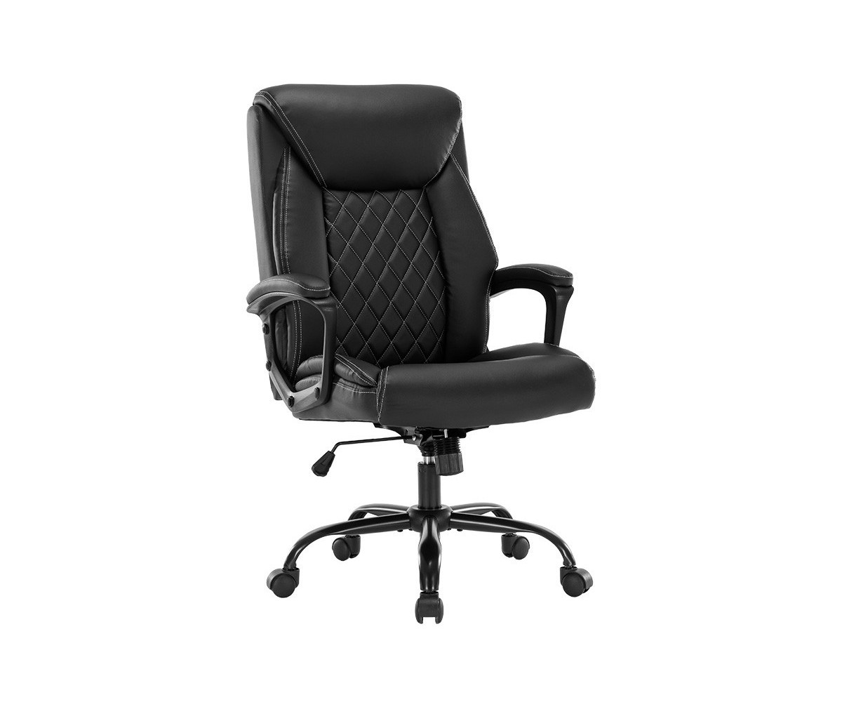 Silla de Oficina Tipo Director en Piel Sintética Negra - 118/110x72x64 cm, Elegancia y Confort