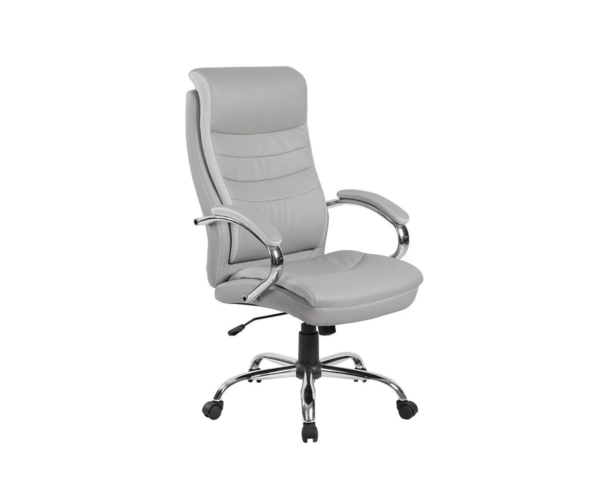 Silla de Oficina Manager en Piel Sintética Gris - 120/111 x 70 x 65 cm - Patas Metálicas